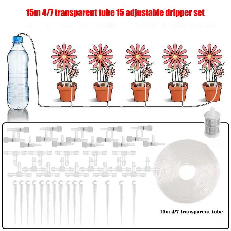Garden Drip Irrigation Kit with Regulating Valve – Micro Dripper Watering System for Greenhouses & Potted Plants