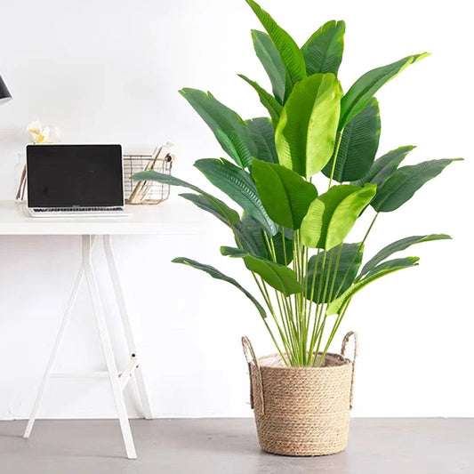 Artificial Tropical Palm Tree – Real Touch Fake Banana & Monstera Leaves for Home, Garden & Party Decor