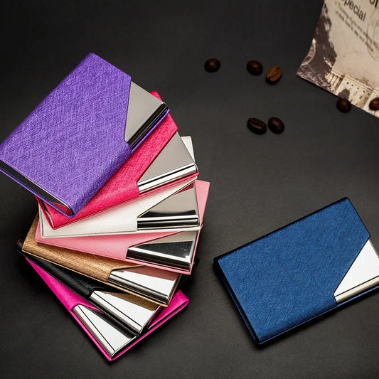 Luxury Laser Engraved Logo PU Leather Business Card Holder – Fashionable ID Credit Case