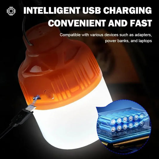 LED Lamp Bulbs Outdoor USB Rechargeable – High Brightness Emergency Light with Hook for Camping & Fishing