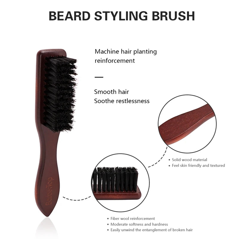 Barbertop Beard Brush – Wooden Handle Neck Duster for Broken Hair Removal & Beard Grooming