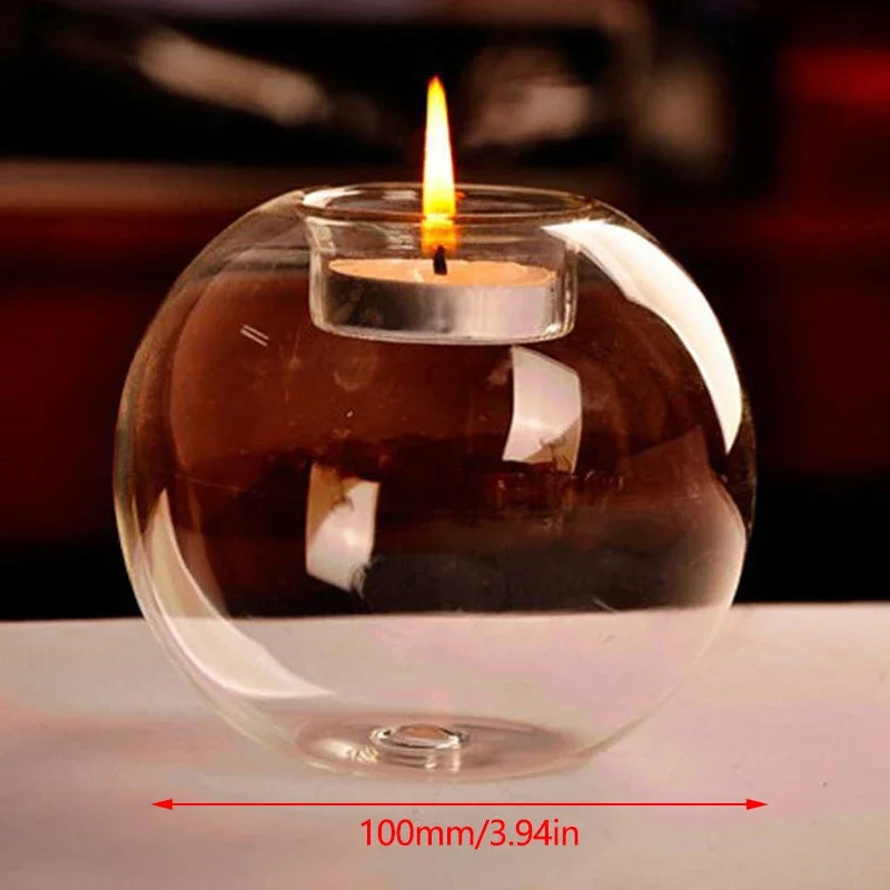 Clear Glass Tealight Candle Holder – Hollow Round Design for Weddings & Home Decor