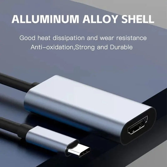 USB-C to HDTV 4K Adapter – USB 3.1 Type-C Male to HDMI-Compatible Female Converter for Laptop, MacBook, Tablet & TV