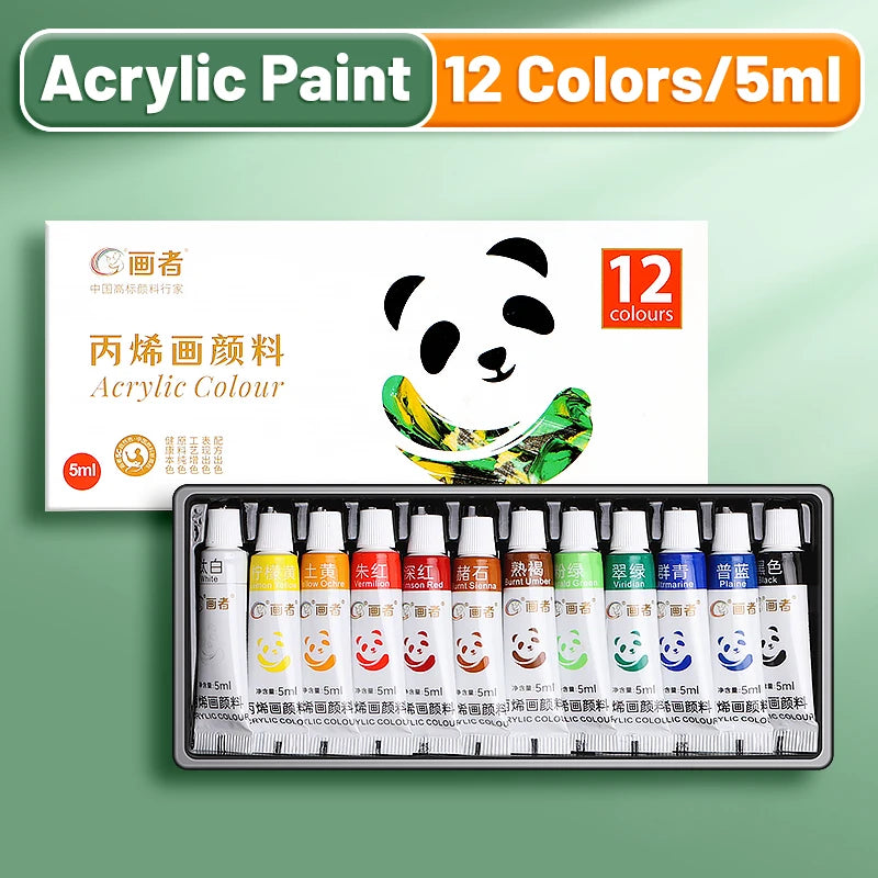 Acrylic Paint Set 12/18/24 Colors – Waterproof Portable Art Paints for DIY Crafting