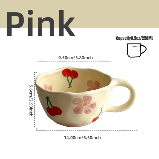 Handcrafted Ceramic Coffee Mug – 8.5oz Irregular Korean Style Tea Cup for Milk, Oatmeal & Breakfast