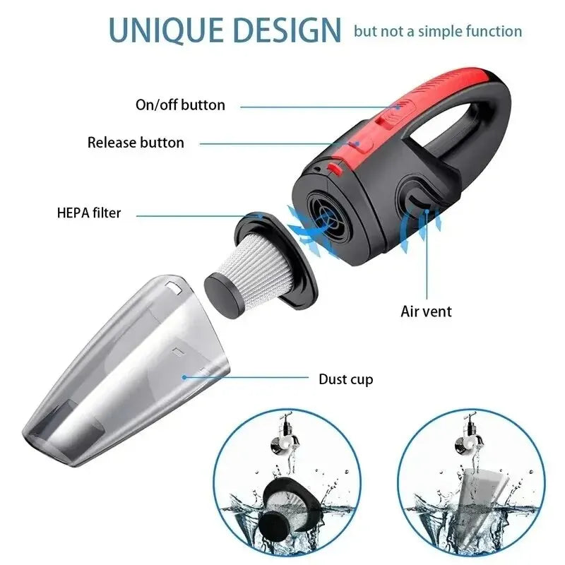 Portable Wireless Handheld Car Vacuum Cleaner – Powerful Rechargeable Suction for Car & Home