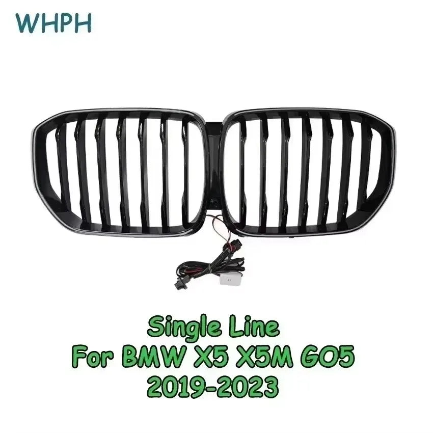 LED Front Radiator Kidney Bumper Grill Accessories For BMW X5 G05 xDrive 30i 35d 40i M50i 2018-2023 Gloss Black Grill Body Kit