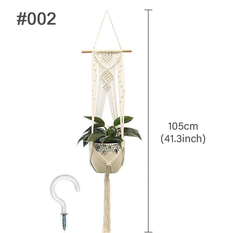 Handmade Macrame Plant Hanger – Cotton Hanging Flower Pot Holder for Indoor & Outdoor Decor