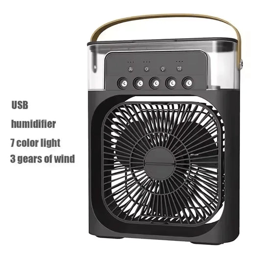3-in-1 Portable Air Cooler Fan – Mini USB Humidifier, Air Conditioner & LED Night Light for Home, Office & Travel