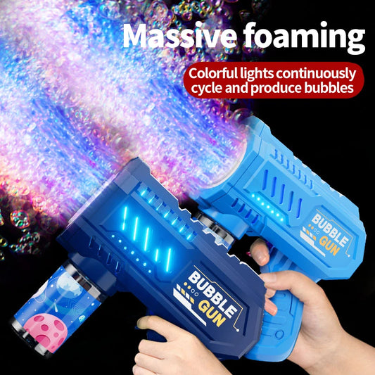 Children’s 10 Launcher Portable Electric Bubble Gun – LED Light Bubble Toy for Boys & Girls