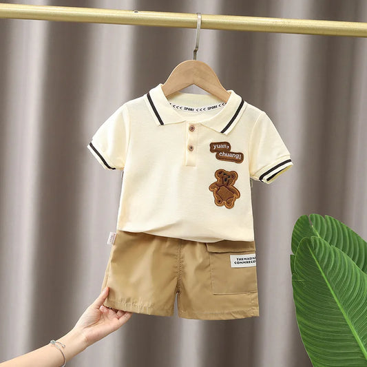 Baby Boy Summer Outfit Set – Cotton Cartoon T-Shirt & Shorts for Infants and Toddlers (0–5 Years)