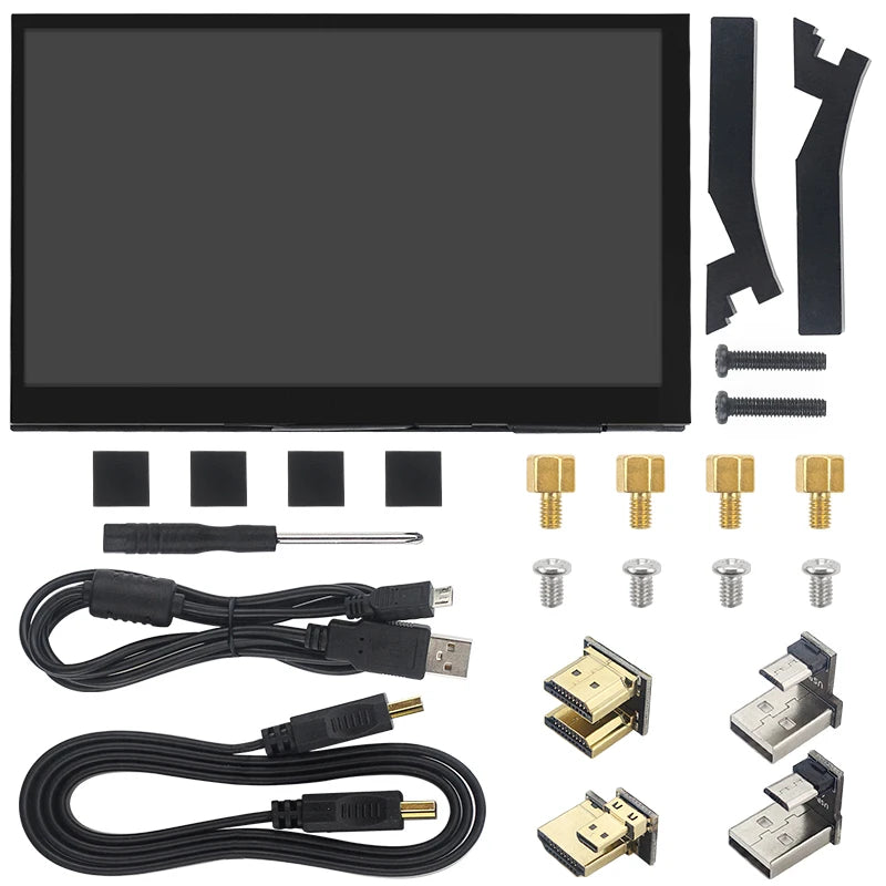 7 Inch Portable Display IPS LCD Capacitive Touch Screen 1024x600 Monitor Optional Speakers for Raspberry Pi 5 4B 3B+ Laptop PC