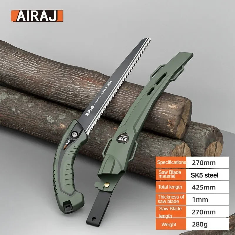 AIRAJ Japanese Hand Saw – Sharp SK5 Steel Blade for Woodworking & Garden Pruning