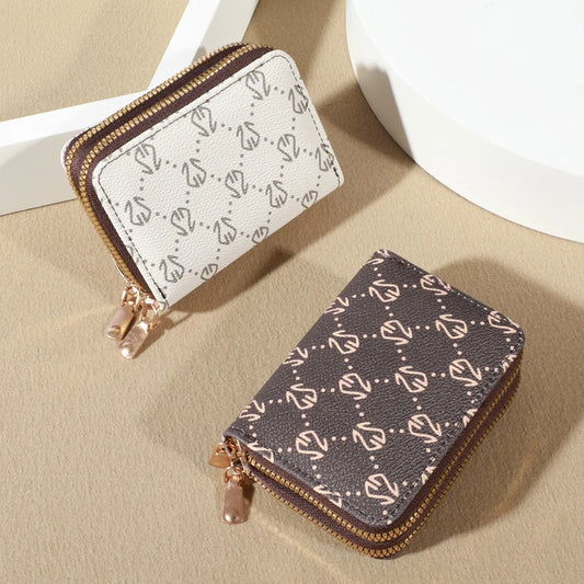 Chic Vintage Zipper Card Holder Wallet – Women’s Faux Leather Purse with Coin Pocket & Multi-Card Slots