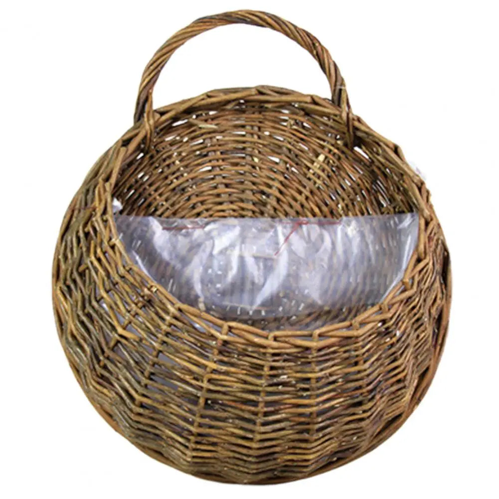 Flower Basket Handmade Weaving Wicker Rattan Decorative Garden Hanging Pot Plants Holder Indoor Outdoor Wall Hanging Flower Pots