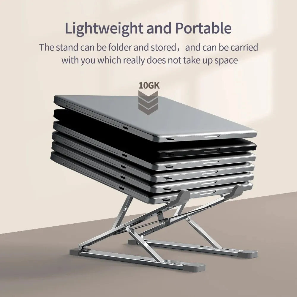 N8 Adjustable Portable Laptop Stand – Aluminum Foldable Cooling Pad Holder for MacBook, Tablet & Notebooks (11–17.3 Inch)