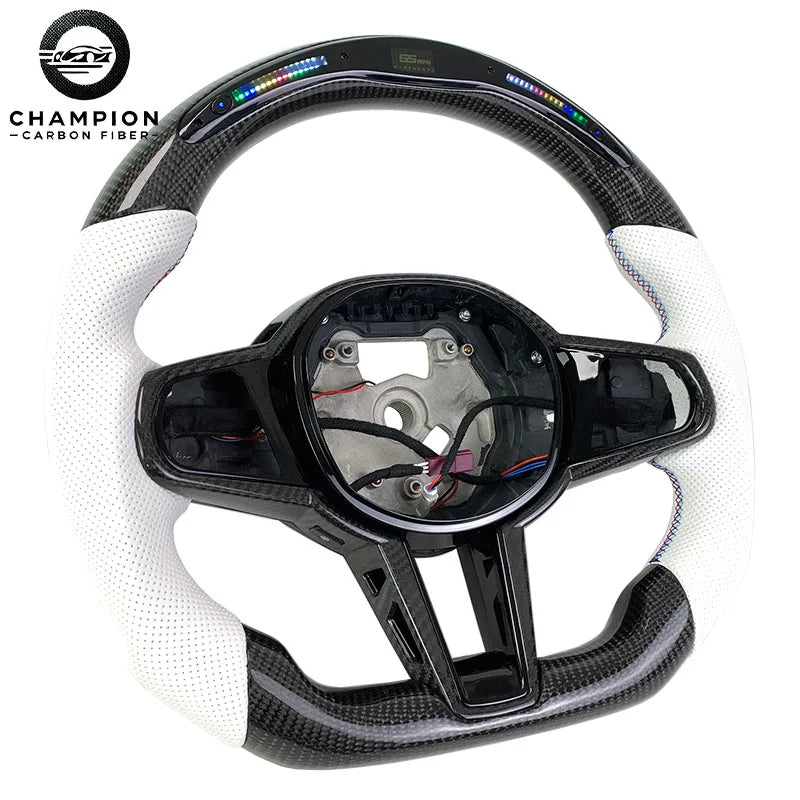 For BMW G80 G81 G30 G32 G34 G36 G20 G22 G23 G26 Racing Sport LED Display Carbon Fiber Steering Wheel Automotive Parts