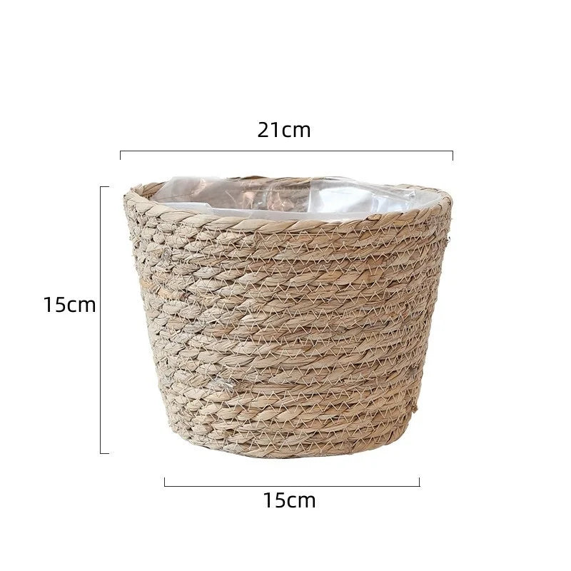 Woven Grass Flower Plant Pot Basket Planter Basket Indoor Outdoor Flower Pot Garden Decorative Flower Plants Basket Storage Use
