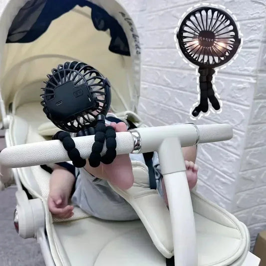 Baby Stroller Fan – Handheld Rechargeable USB Bladeless Mini Folding Fan for Outdoor, Table, or Neck Use