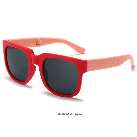 Kids Folding Sunglasses – Brand Design Square Glasses for Boys & Girls, UV400 Protection Children’s Eyewear
