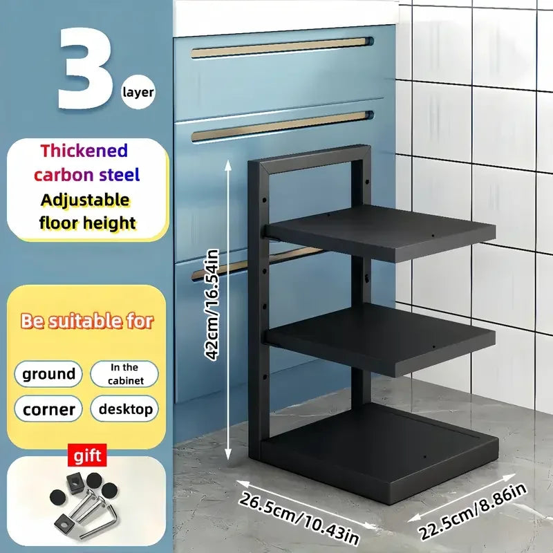 Adjustable Stainless Steel Pot Rack Organizer – Multi-Layer Kitchen Pan & Lid Storage Stand
