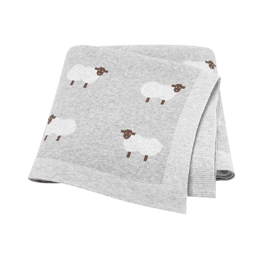 Knitted Baby Cotton Blanket – Soft Stroller Wrap & Nursery Quilt for Boys and Girls