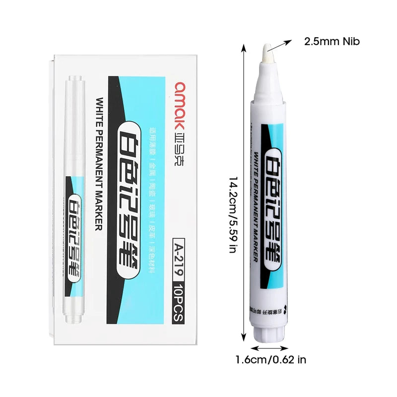 White Marker Oily Fine Tip Pen – Permanent Waterproof Marker for Metal, Glass & More