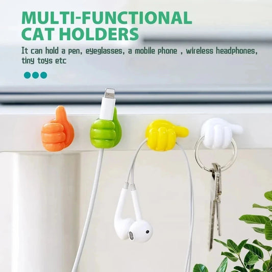 Silicone Thumb Wall Hook Cable Organizer Clips – Self-Adhesive Wire Holder for Kitchen, Bathroom & Home Desk Storage
