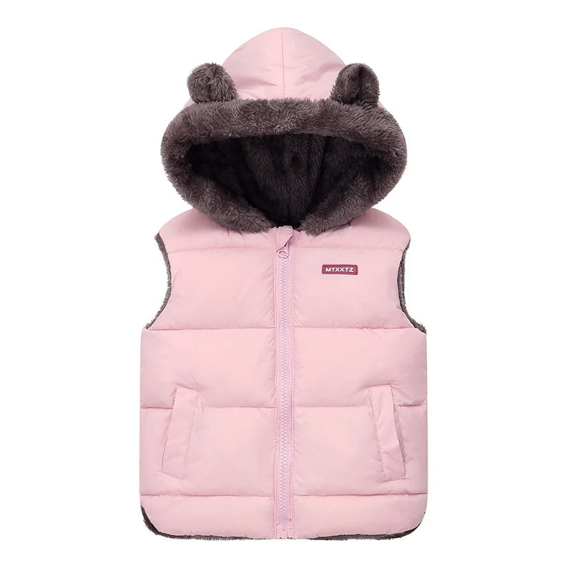 New Hooded Down Vest Coat – Thick Warm Waistcoat for Babies & Kids 2-6 Years