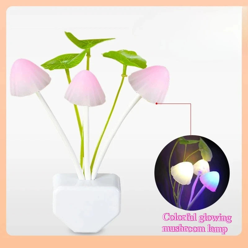Novelty Mushroom Fungus Night Light with EU & US Plug – 3 Color LED Sensor Lamp for Bedroom, Kids Room & Mood Lighting