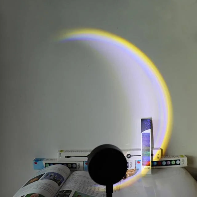 USB Sunset Lamp LED Rainbow Neon Night Light – Adjustable 13-Mode USB Projector for Bedroom & Photography Decor