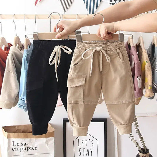New Cargo Pants for Boys – Solid Casual Sport Trousers for Kids Aged 2-8 Years