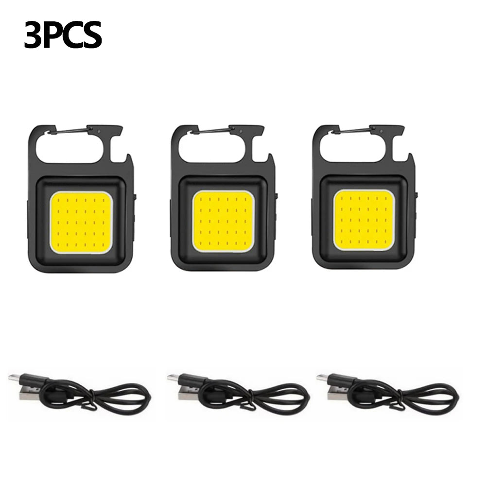 Super Bright Mini COB Keychain Flashlight – Portable Rechargeable Camping Light with Magnet & 4 Lighting Modes
