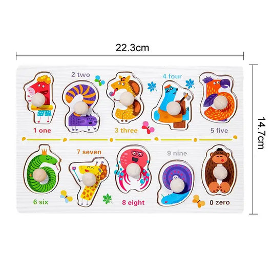 Montessori Wooden Hand Grab Boards Baby Educational Cartoon Vehicle Animals Fruits 3D Puzzles Kids Early Education Toys TMZ