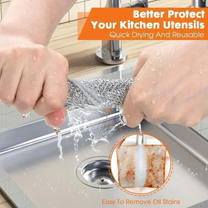 Steel Wire Dishwashing Cloth – Non-Stick Oil Scrubbing Rags for Kitchen Cleaning