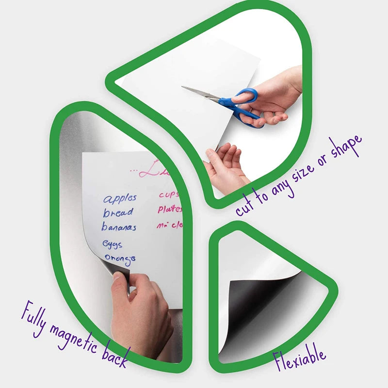 A4 Magnetic Dry Erase Board – Flexible Fridge Whiteboard Sheet for Kitchen Memo & Grocery List