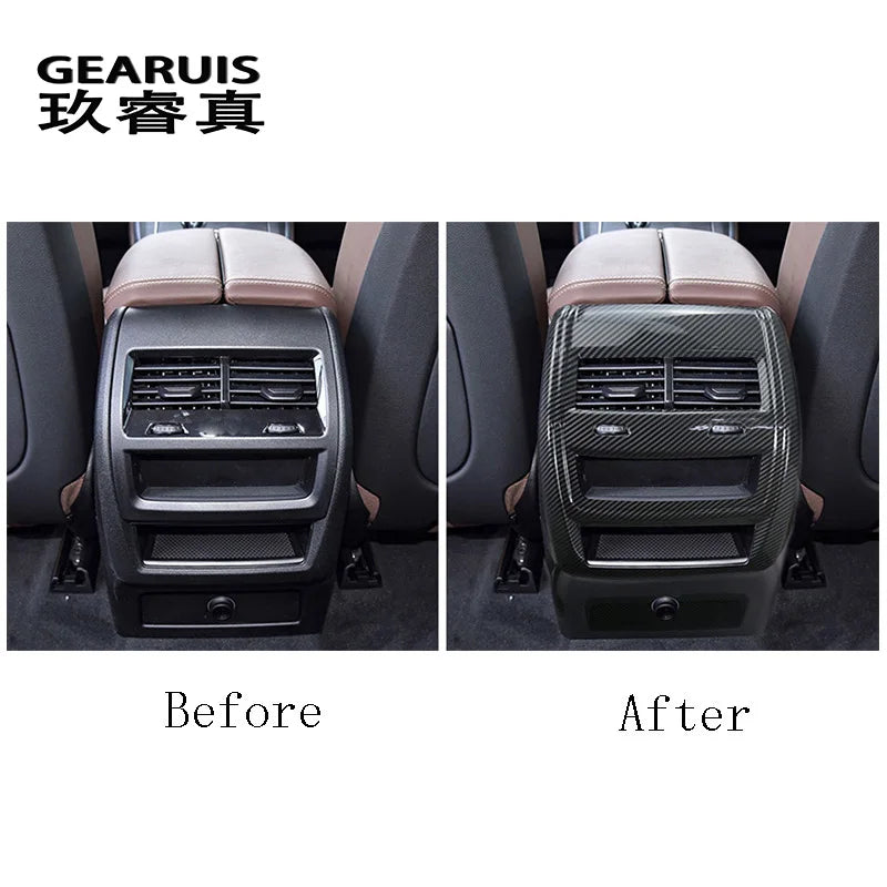 Car Carbon fiber Rear Air Conditioning Vent Outlet decoration Cover Sticker For BMW X5 G05 X6 G06 2019-2022 Interior Accessories
