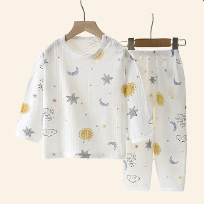 Children's Cotton Pajama Set – Long/Short Sleeve Homewear for Boys and Girls (Autumn/Winter)