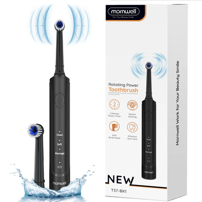 Rechargeable Electric Toothbrush – T37 Sonic Toothbrush for Adults with 4 Brush Heads & 3 Cleaning Modes
