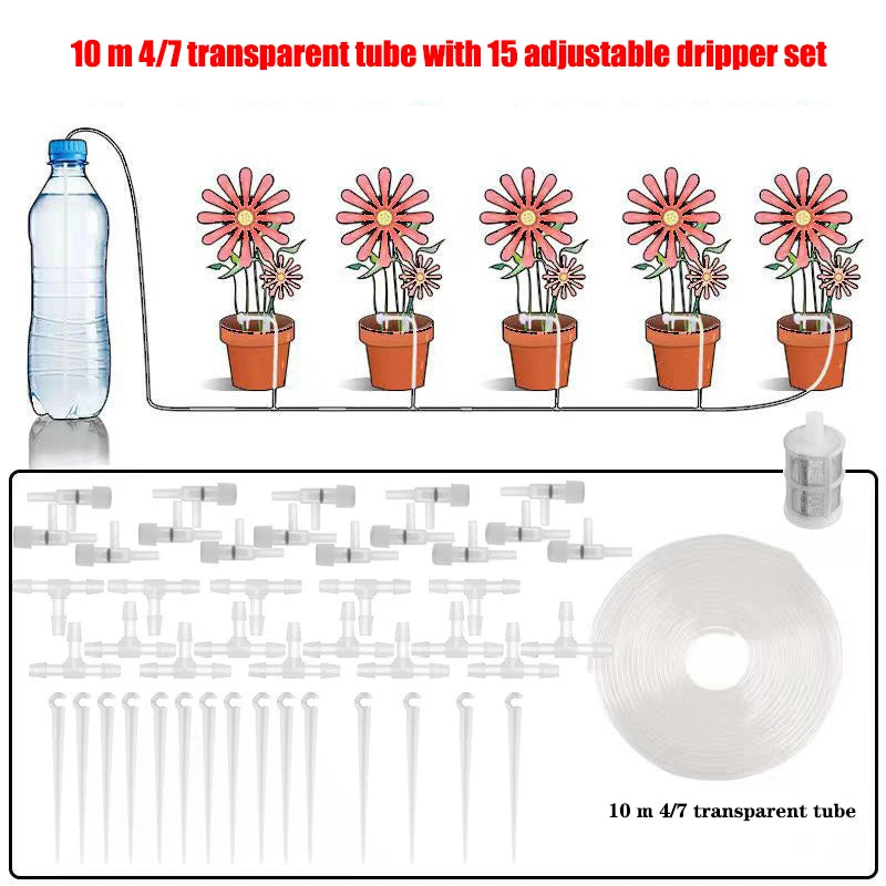 Garden Drip Irrigation Kit with Regulating Valve – Micro Dripper Watering System for Greenhouses & Potted Plants