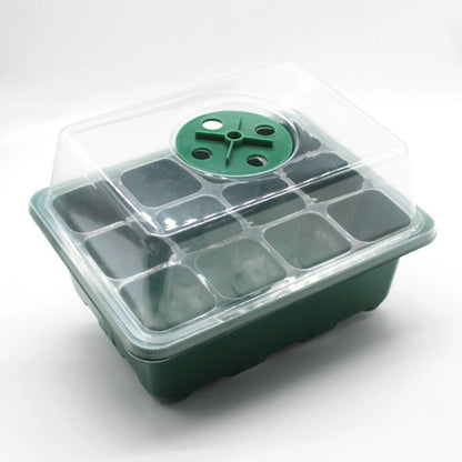 12-Hole Seed Starter Tray – Adjustable Germination Box with Ventilation Lid