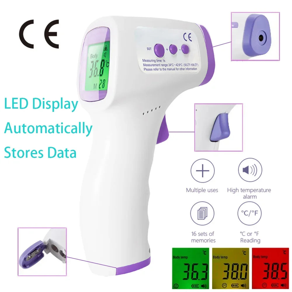Non-Contact Infrared Thermometer – Digital LCD Body Temp Sensor for Infant & Adult Use