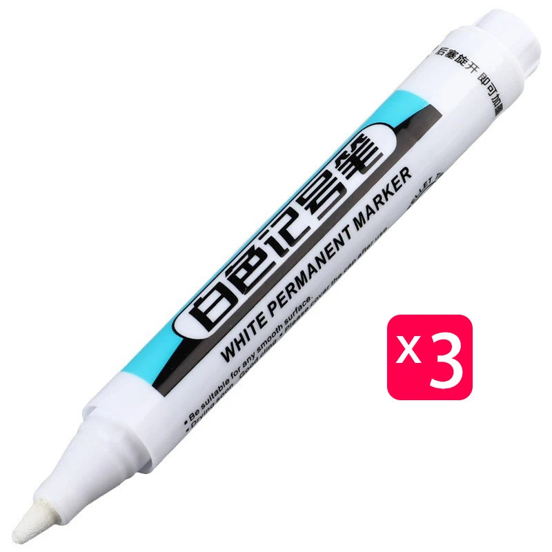 White Marker Oily Fine Tip Pen – Permanent Waterproof Marker for Metal, Glass & More