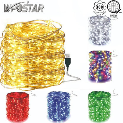 USB LED String Light 1M 3M 5M 10M Fairy Christmas Lights Copper Wire Wedding Garland Lights for Christmas Holiday Party Decor