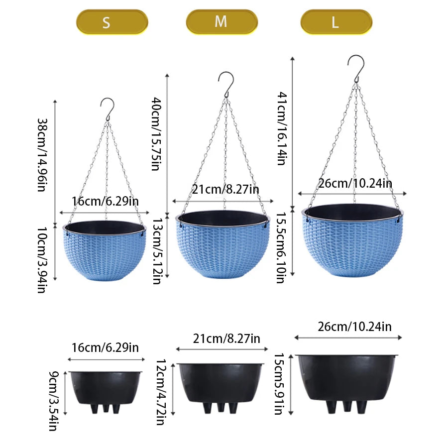 Honeycomb Hanging Planter – Imitation Rattan Plastic Hanging Basket with Chain