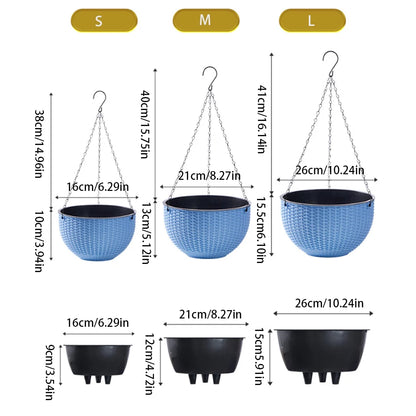 Honeycomb Hanging Planter – Imitation Rattan Plastic Hanging Basket with Chain