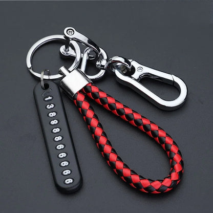 Motorcycle Lock Keychain Pendant – Anti-Lost Leather Rope Key Holder for Men & Women