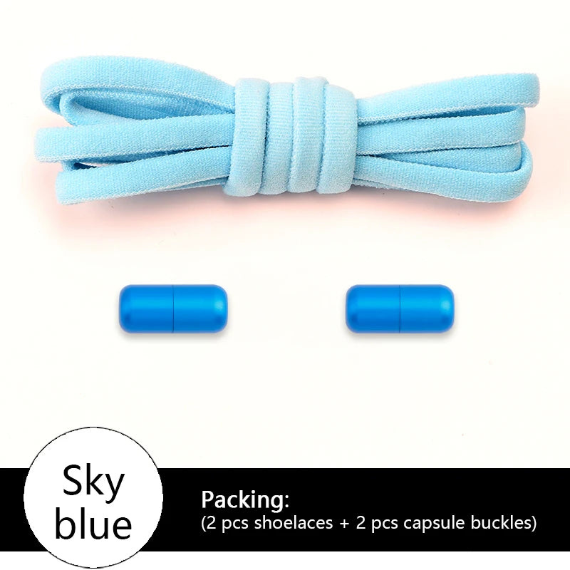 Colored Round No Tie Shoelaces – Elastic Lock Shoelaces with Matte Metal for Sneakers & Casual Shoes