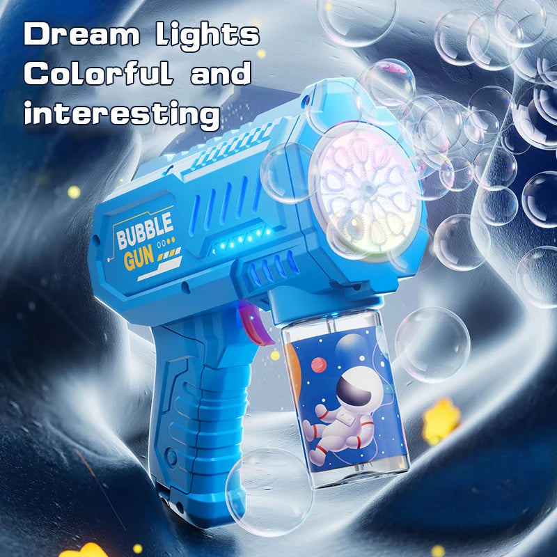 Children’s 10 Launcher Portable Electric Bubble Gun – LED Light Bubble Toy for Boys & Girls