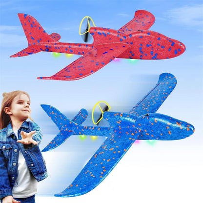 Electric Foam Glider Plane – LED Rechargeable Hand-Throw Airplane Toy for Kids Outdoor Play